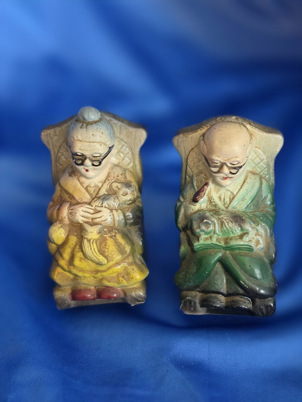 Vintage Kitschy Salt and Pepper Shakers of Grandma and Grandpa Circa 50's